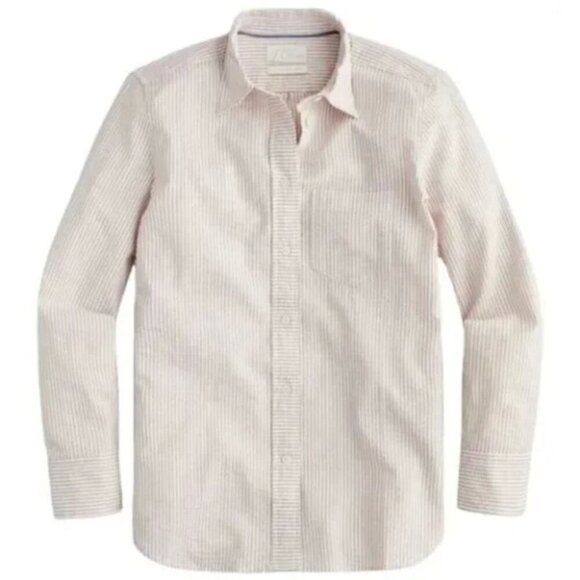 NWT J Crew Classic Fit Shirt in Seersucker Tan Taupe Long Sleeve Size 16 - Picture 2 of 9